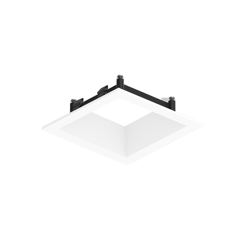 3&#34; Apollo Square Flanged Downlight Trim, Matte Powder White Finish