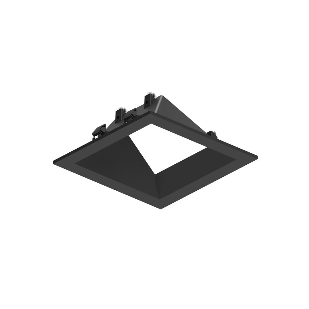 3&#34; Apollo Square Flanged Wall Wash Trim, Black Finish