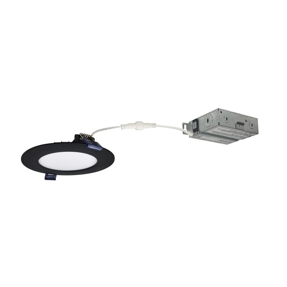 4&#34; FLAT Non-Metallic Can-less LED Downlight, Selectable CCT, 700lm / 10W, Black finish