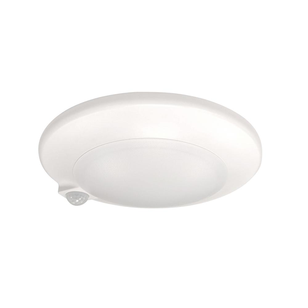 7&#34; AC Opal LED Surface Mount with PIR Motion Sensor, 1050lm / 15W, 4000K, White Finish