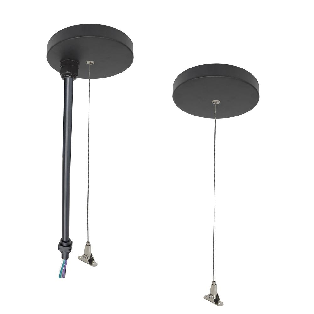 20&#39; Pendant Power & Aircraft Mounting Kit for NLUD Series, Black Finish, wired for EM