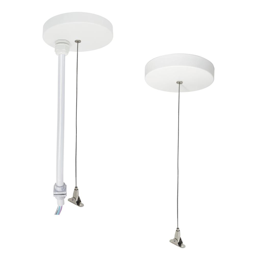8&#39; Pendant Power & Aircraft Mounting Kit for NLUD Series, White Finish, wired for EM