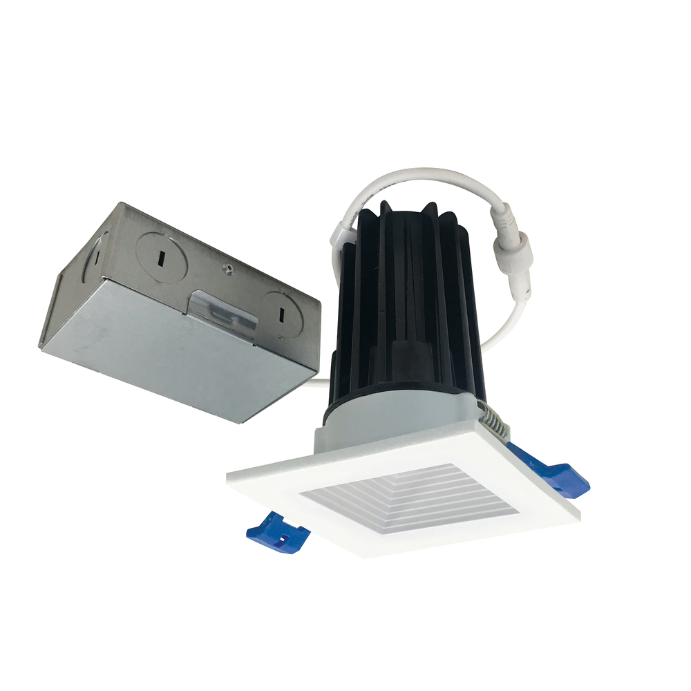 2" M2 Square LED Baffled Downlight, 850lm / 10W, 3000K, 120V, Matte Powder White