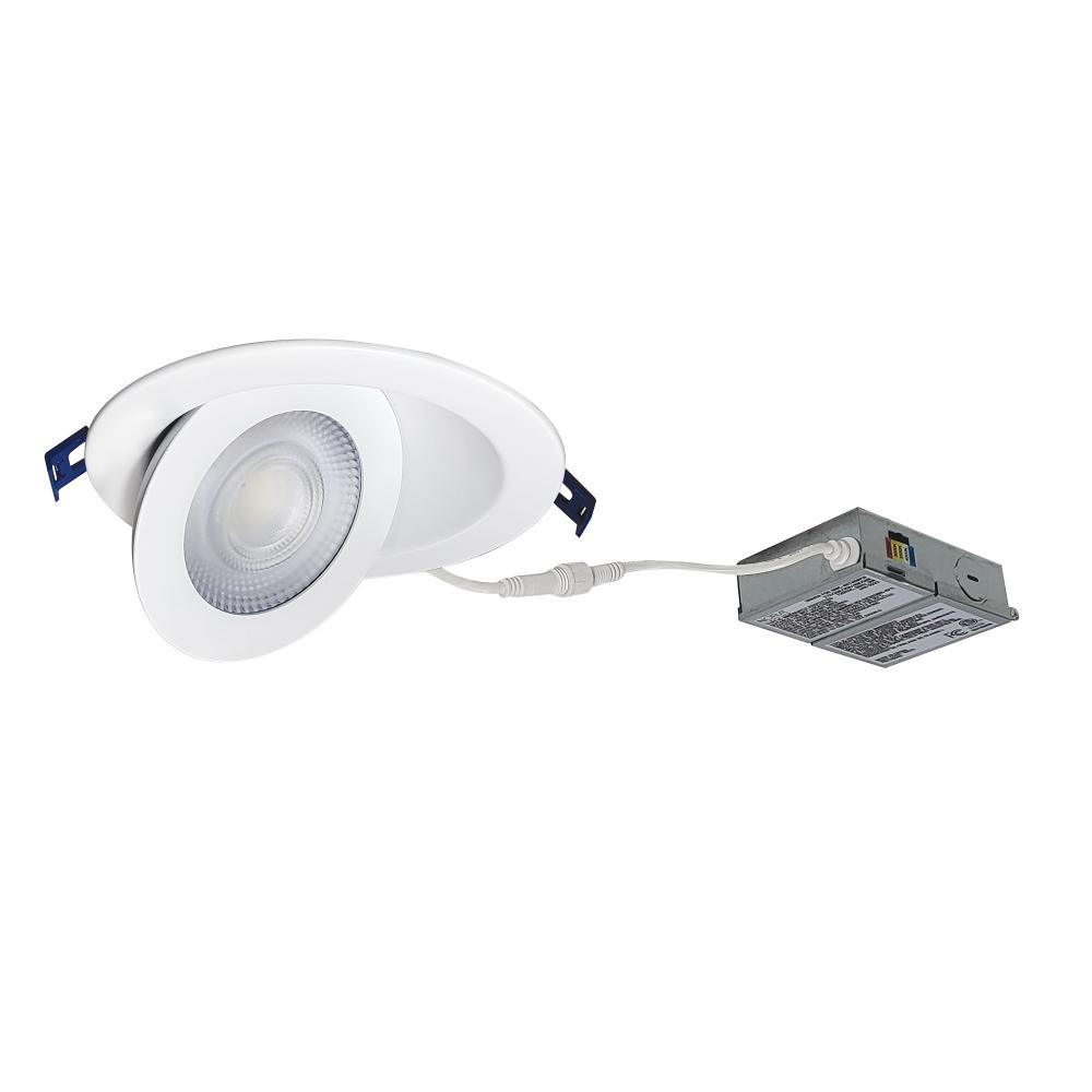 6&#34; M-Curve Can-less Adjustable LED Downlight, Selectable CCT, 1300lm / 13W, Matte Powder White