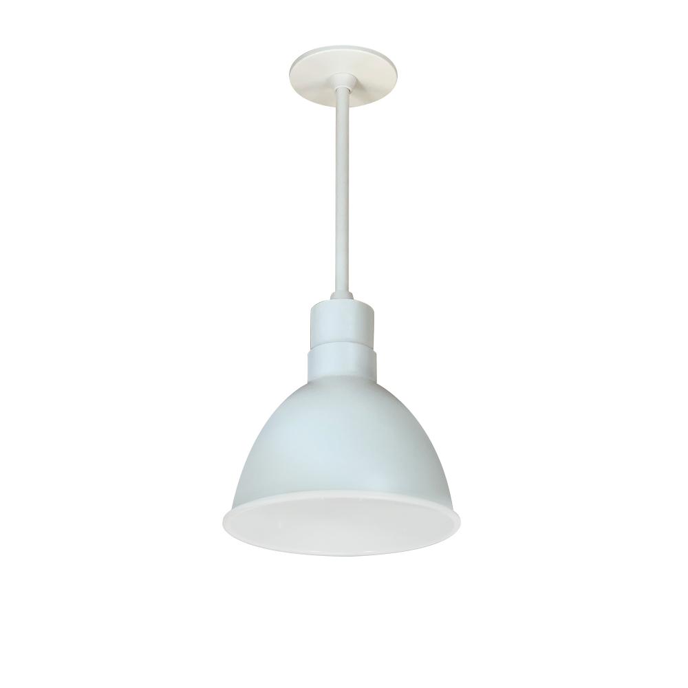 8&#34; RLM 60&#34; Stem Mounted LED Shade, 2200lm, 3500K, White, 120V 0-10V/Triac/ELV & 277V 0-10V