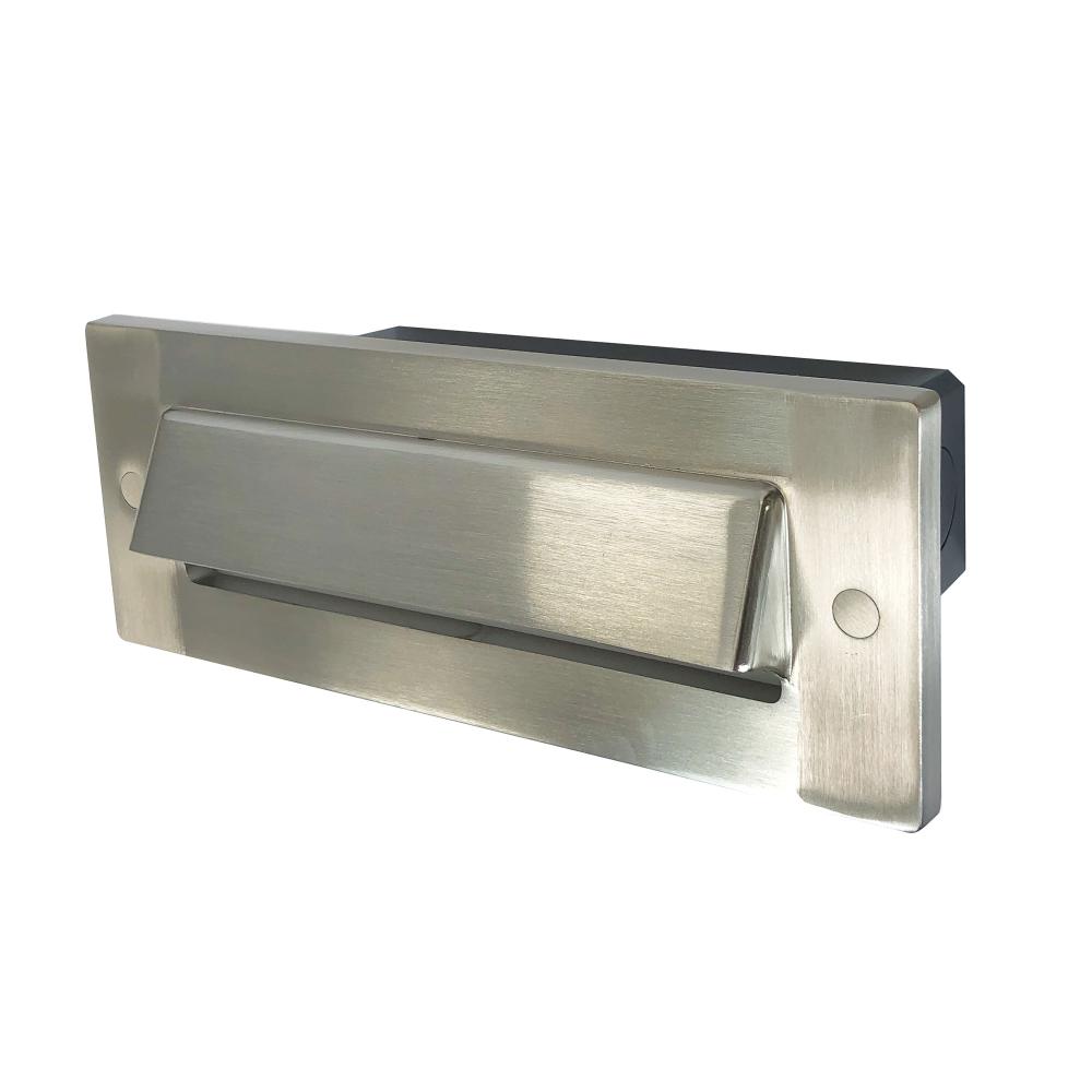 Brick Die-Cast LED Step Light w/ Horizontal Shroud Face Plate, 38lm, 3W, 3000K, Brushed Nickel,