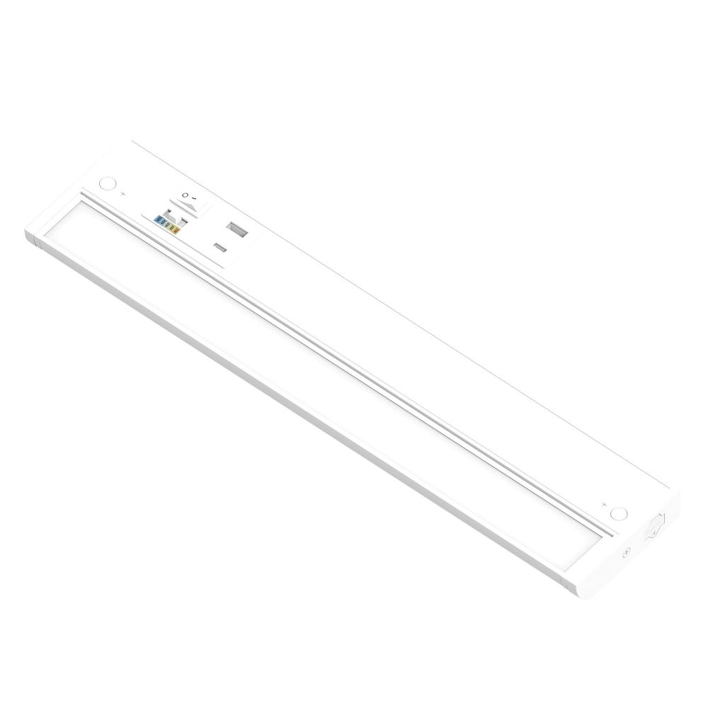16&#34; 120V Adjustable LEDUR Under Cabinet with Selectable CCT & USB Ports, Matte Powder White