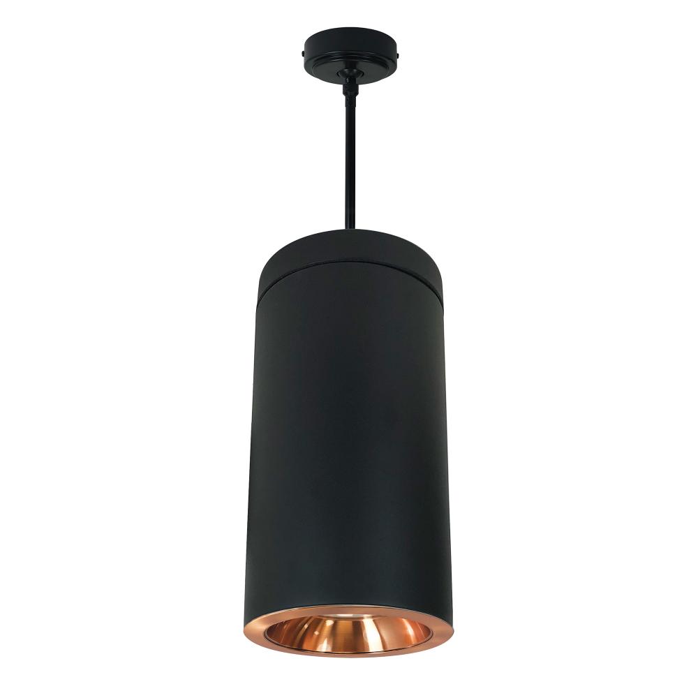 6&#34; Cobalt Pendant Mount Cylinder, Black, 1000L, 3500K, Copper /Copper Reflector, 120V Triac/ELV