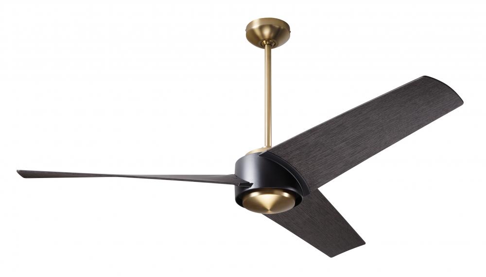 Ambit DC Fan- Satin Brass/Matte Black Finish; 56&#34; Ebony Blades; No Light; Wall Control