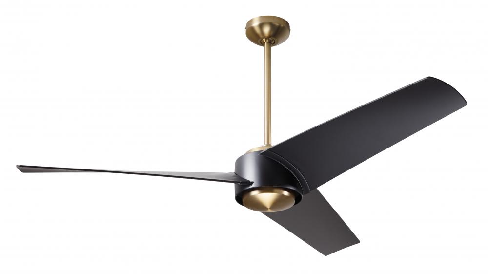 Ambit DC Fan- Satin Brass/Matte Black Finish; 56&#34; Matte Black Blades; No Light; Wall Control