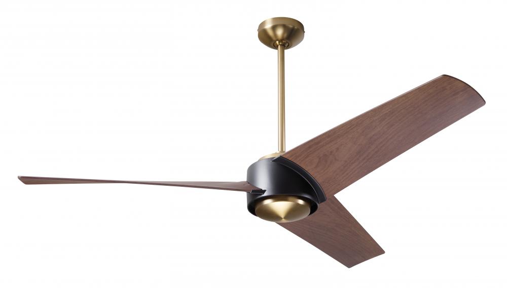 Ambit DC Fan- Satin Brass/Matte Black Finish; 56&#34; Mahogany Blades; No Light; Wall Control