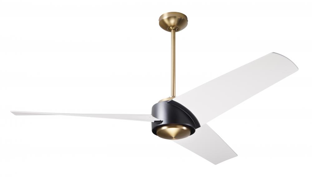 Ambit DC Fan- Satin Brass/Matte Black Finish; 56&#34; Matte White Blades; No Light; Remote Control