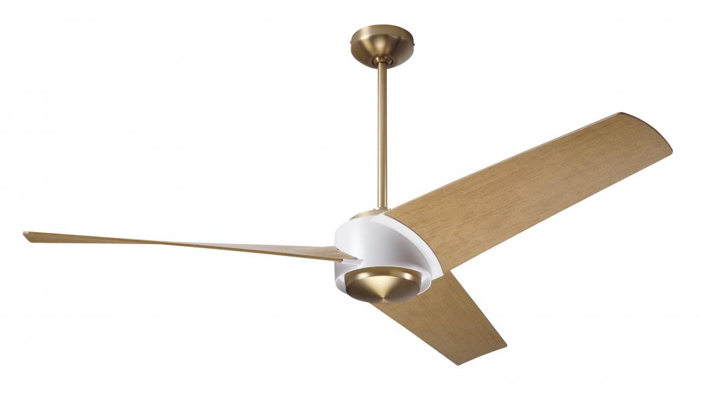 Ambit DC Fan- Satin Brass/Matte White Finish; 56&#34; Maple Blades; No Light; Remote Control