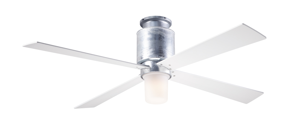 Lapa Flush Fan; Galvanized Finish; 50" White Blades; 17W LED; Wall Control with Remote Handset (