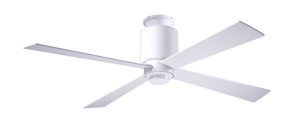 Lapa Flush Fan; Gloss White Finish; 50&#34; Black Blades; No Light; Wall Control with Remote Handset