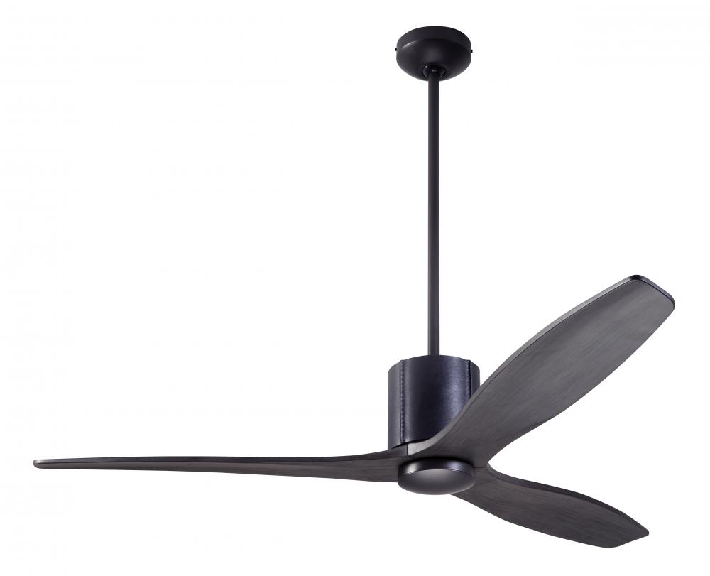 LeatherLuxe DC Fan; Dark Bronze Finish wt Black Leather; 54&#34; Ebony Blades; No Light; Remote Cont
