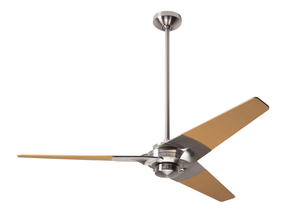 Torsion Fan; Bright Nickel Finish; 52&#34; Maple Blades; No Light; Fan Speed Control