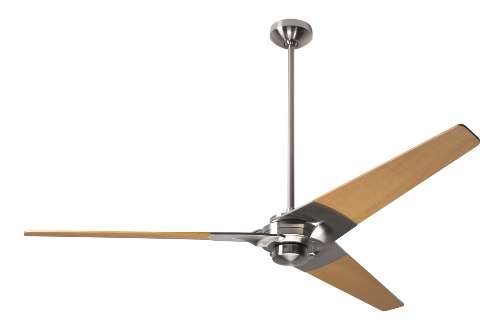 Torsion Fan; Bright Nickel Finish; 62&#34; Maple Blades; No Light; Fan Speed Control