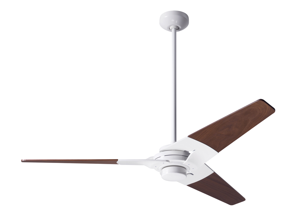 Torsion Fan; Gloss White Finish; 52" Mahogany Blades; No Light; Fan Speed and Light Control (2-w