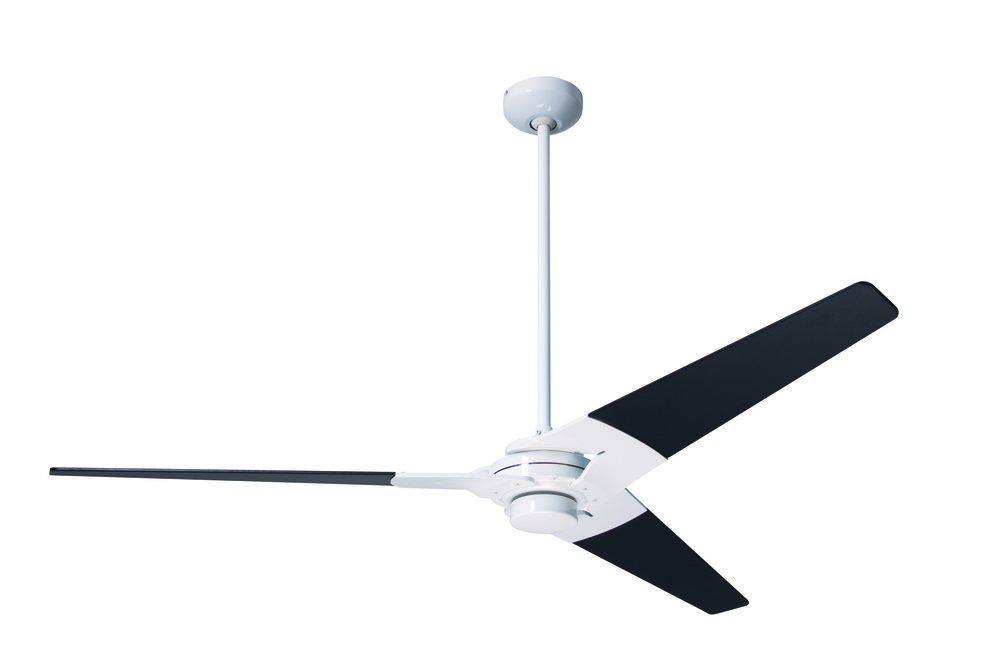 Torsion Fan; Gloss White Finish; 62&#34; Black Blades; No Light; Fan Speed and Light Control (2-wire