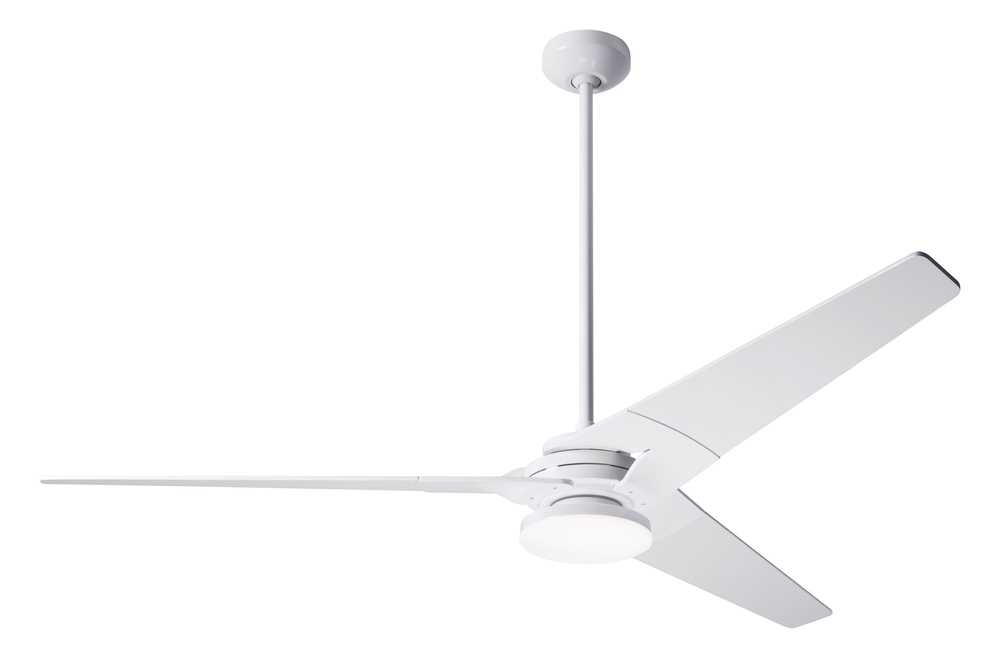 Torsion Fan; Gloss White Finish; 62" Black Blades; 20W LED; Wall Control with Remote Handset (2-