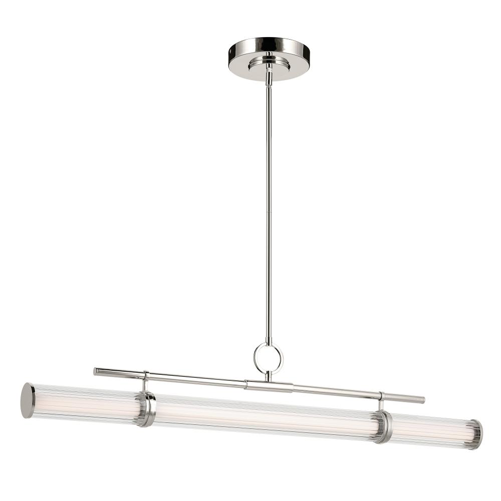 Riven 48.25 Inch LED 1 Light Linear Chandelier with Clear Fluted Glass in Polished Nickel