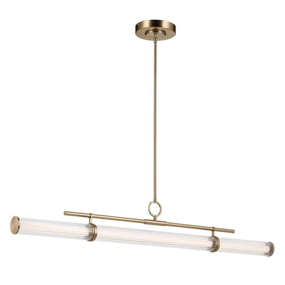 Riven 60.25 Inch LED 1 Light Linear Chandelier with Clear Fluted Glass in Champagne Bronze