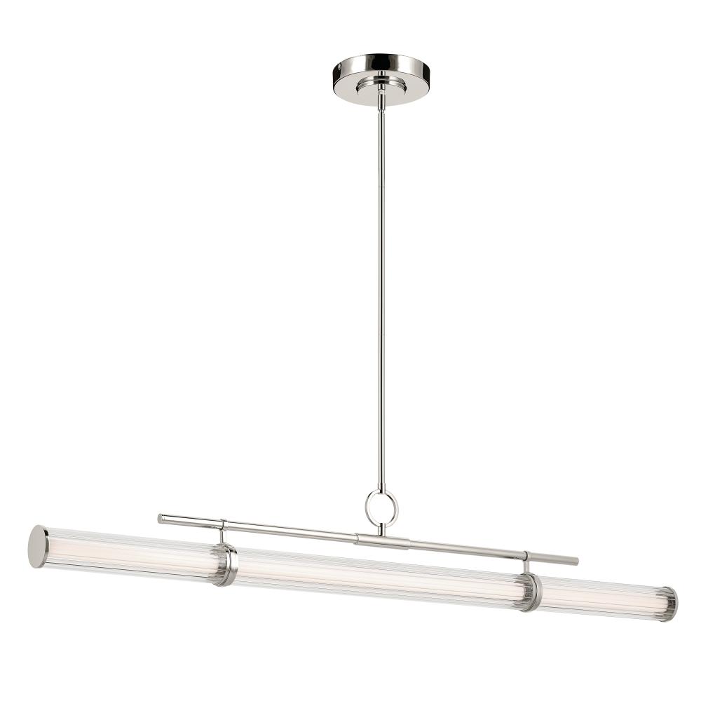 Riven 60.25 Inch LED 1 Light Linear Chandelier with Clear Fluted Glass in Polished Nickel