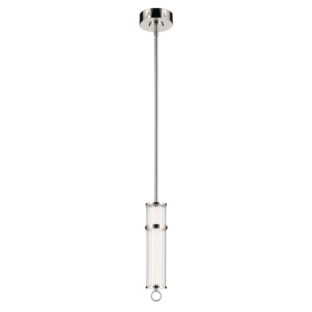 Riven 15.5 Inch LED 1 Light Pendant with Clear Fluted Glass in Polished Nickel