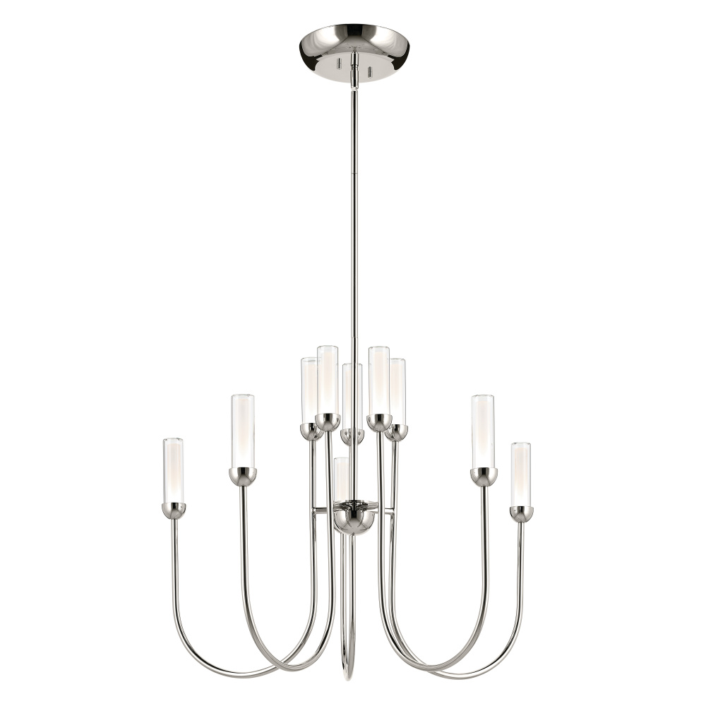 Moraine 30 Inch LED 10 Light 2-Tier Chandelier in Polished Nickel