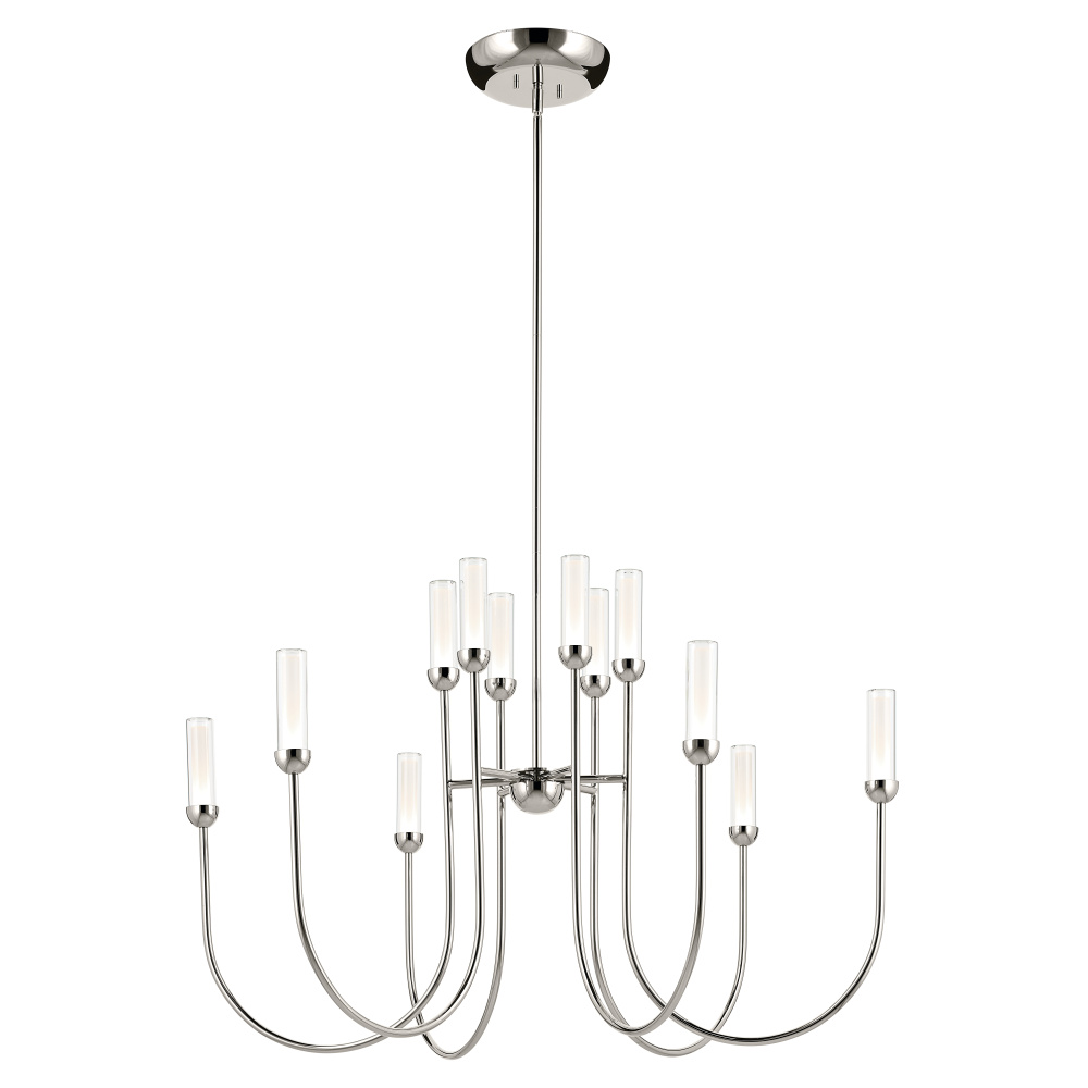Moraine 40 Inch LED 12 Light 2-Tier Chandelier in Polished Nickel