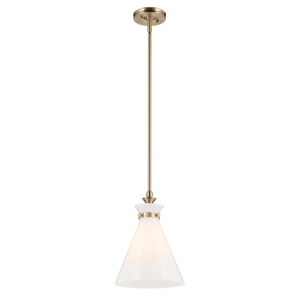 Laria 10.5 Inch 1 Light Pendant with Opal Glass in Champagne Bronze