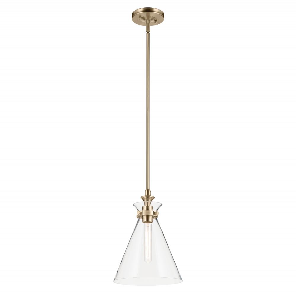 Laria 10.5 Inch 1 Light Pendant with Clear Glass in Champagne Bronze