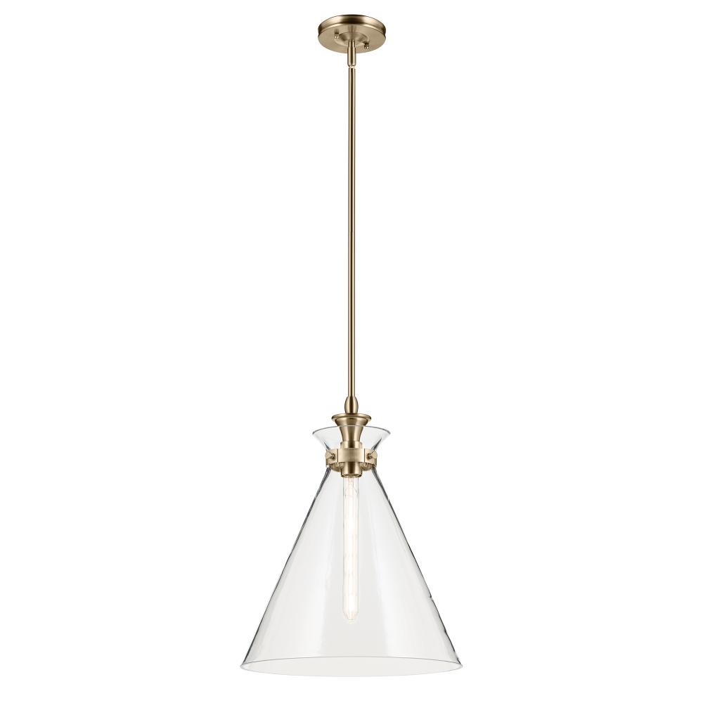 Laria 16 Inch 1 Light Pendant with Clear Glass in Champagne Bronze