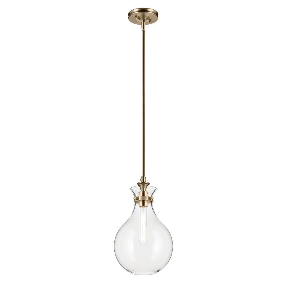 Laria 9.75 Inch 1 Light Pendant with Clear Glass in Champagne Bronze