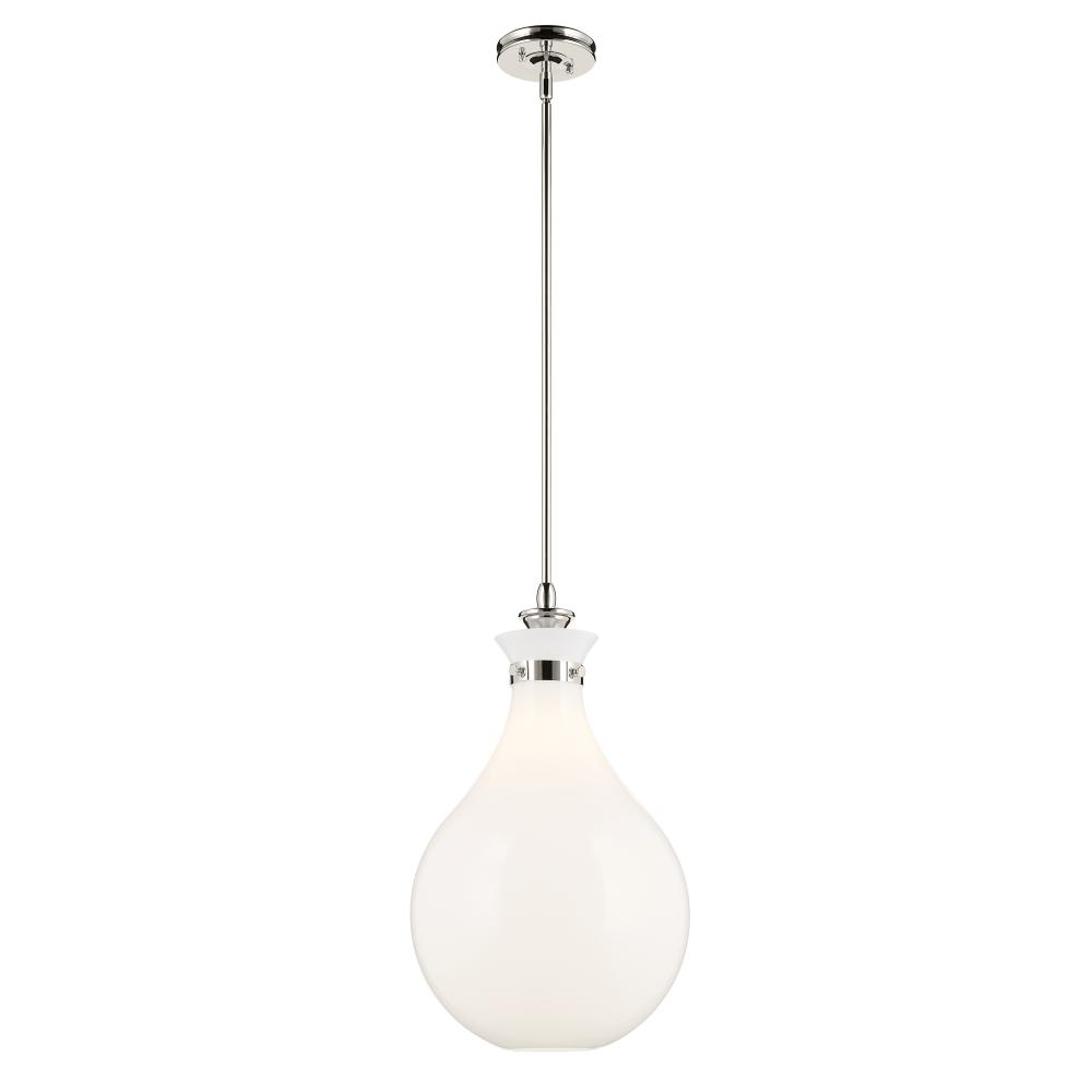 Laria 14 Inch 1 Light Pendant with Opal Glass in Polished Nickel