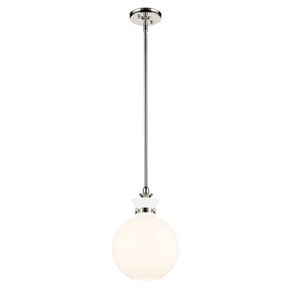 Laria 10.25 Inch 1 Light Pendant with Opal Glass in Polished Nickel