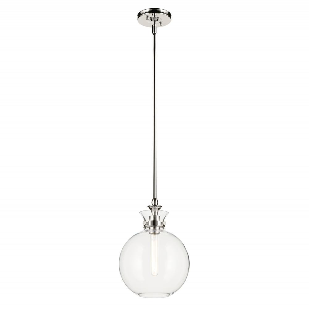 Laria 10.25 Inch 1 Light Pendant with Clear Glass in Polished Nickel