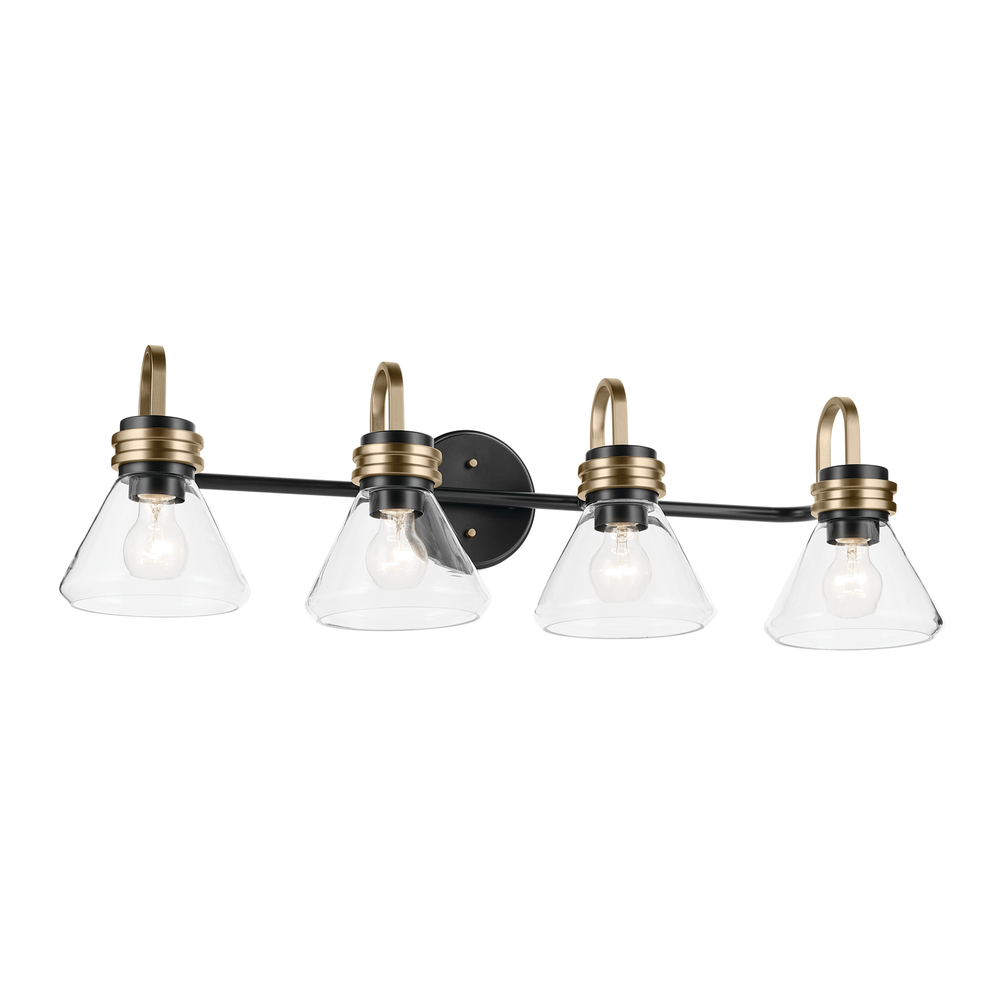 Farum 34&#34; 4-Light Vanity Light with Clear Glass in Black