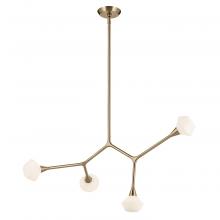 Kichler 52762CPZ - Cassius 39.5 with Opal Glass inch 4 Light Convertible Chandelier with Opal Glass in Champagne Bronze