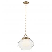 Kichler 52783CPZ - Nella 16 Inch 1 Light Pendant with Clear Outer Glass with Opal Interior Glass in Champagne Bronze