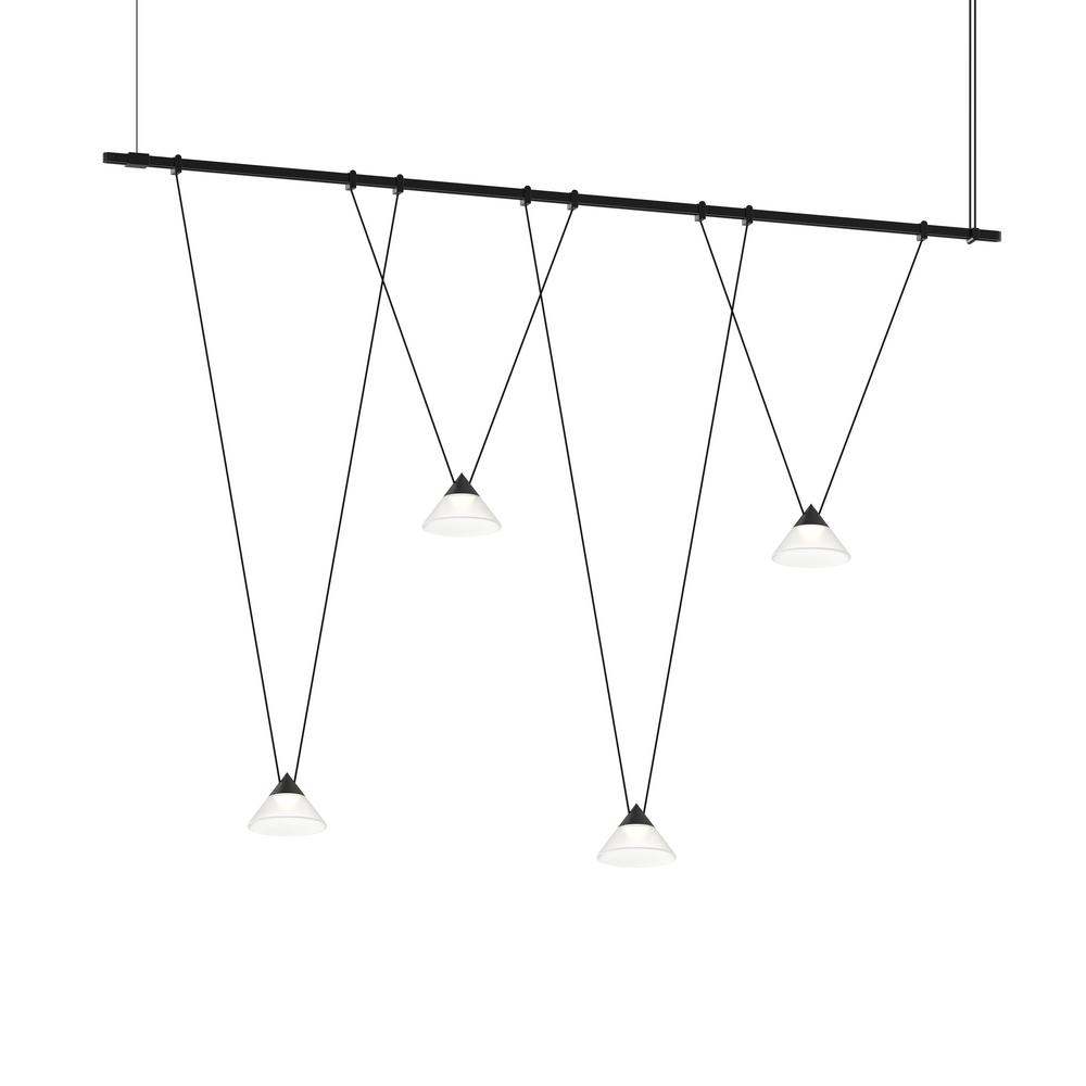 48&#34; 1-Tier Linear w/ V-Line Etched Glass Cone Luminaires
