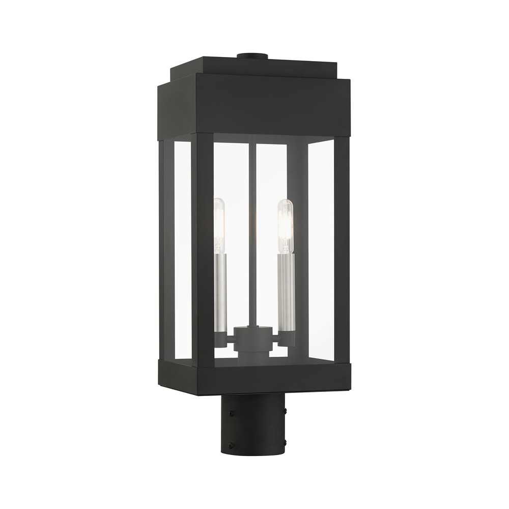 2 Lt Black Outdoor Post Top Lantern
