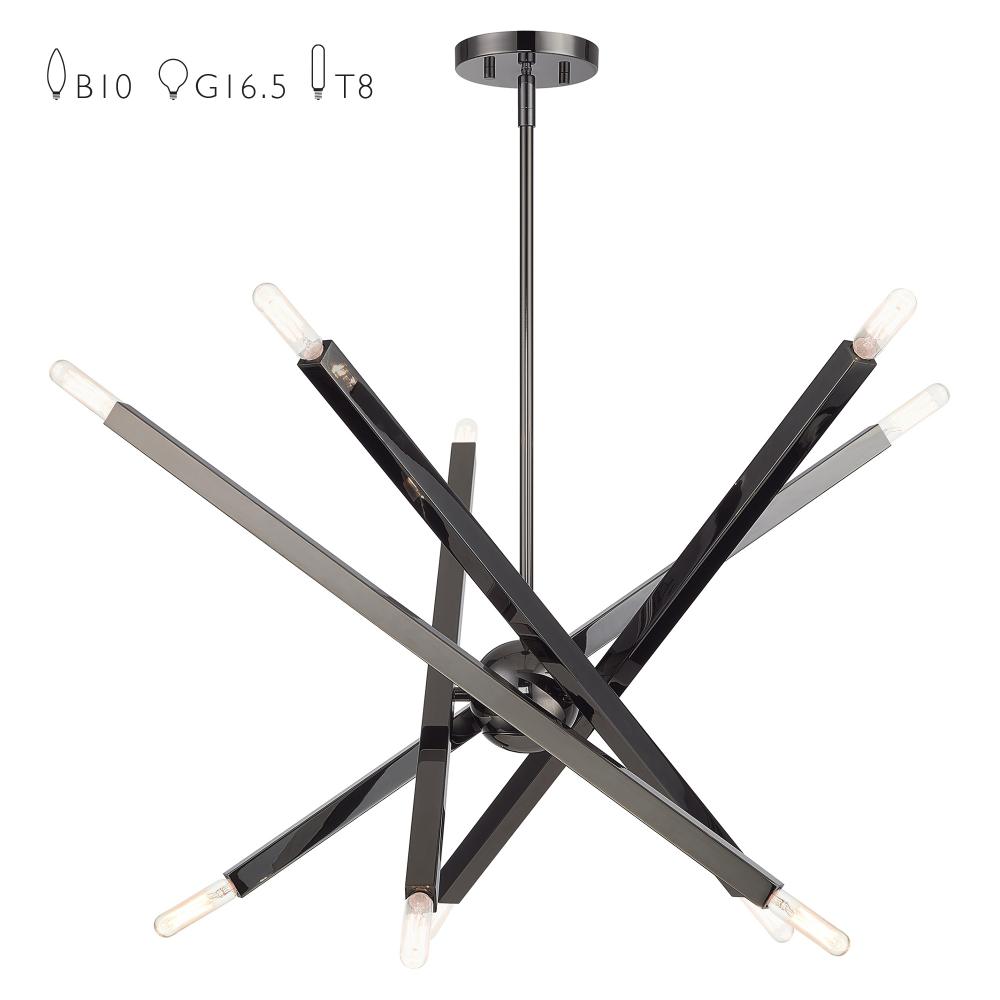 10 Light Black Chrome Large Chandelier