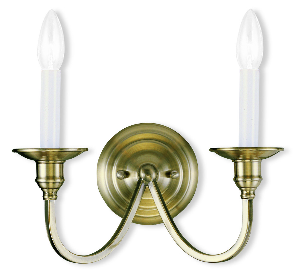 2 Light Antique Brass Wall Sconce