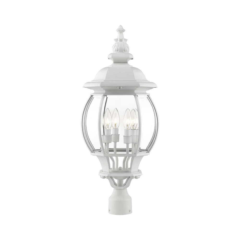 4 Lt Textured White Outdoor Post Top Lantern