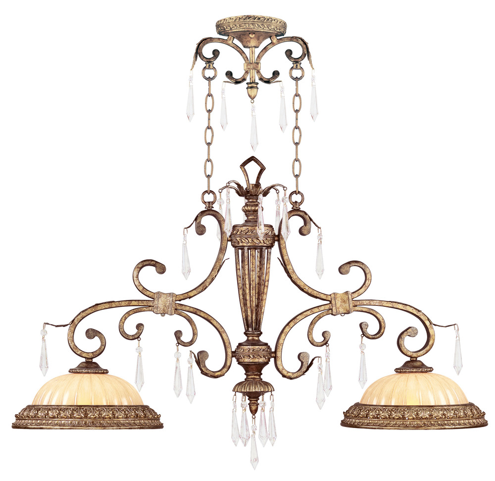 2 Light Vintage Gold Leaf Island