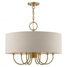 Livex Lighting 45427-48 - 7 Light Antique Gold Leaf with White Accents Pendant Chandelier