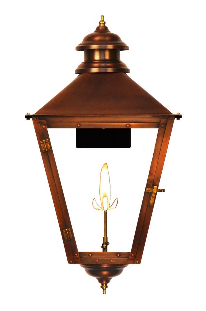 The CopperSmith Adam Street 19&#34; Tall Copper Gas Wall Mount Outdoor Light Lantern Sconce