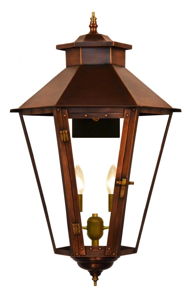 The CopperSmith Bayou Street 26&#34; Tall Copper Electric Wall Mount Outdoor Light Lantern Sconce